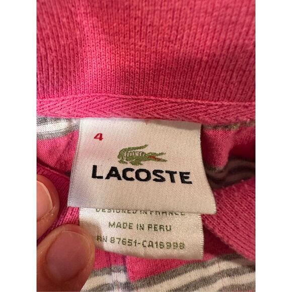 Lacoste Classic men’s pink striped polo shirt, size 4 (M) - Picture 2 of 5